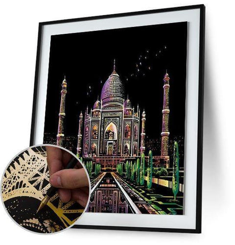 Manualidades Pintura Scratch Taj Majal - ciudades, europa, florencia, italia, rascar, raspar, scratch, scratch art 