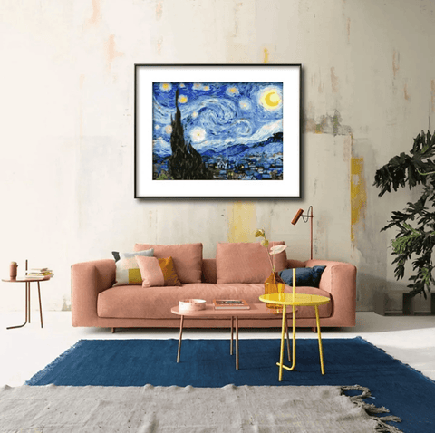 Pinturas con Diamantes Van Gogh La Noche Estrellada (40x30) - Pintura Diamante Cuadrado - bordado diamante, cuadros famosos, diamante  cuadrado, diamond painting, mosaico diamante, mostacilla cuadrada, Noche Estrellada, pintura diamante, starry night, van gogh, vincent van gogh, xl 