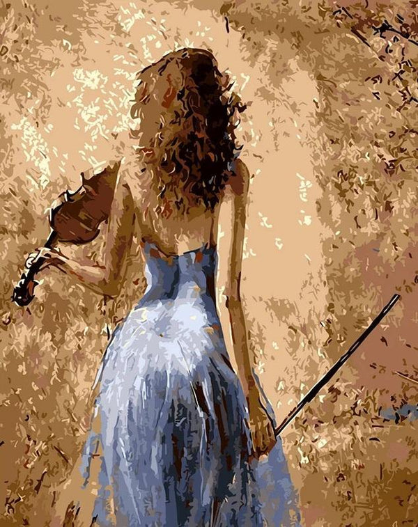 Pinturas con Diamantes Violinista (30x40) - Pintura Diamante Cuadrado - mostacilla cuadrada, mujeres, MUSICA, pintura diamantes, VIOLIN, VIOLINISTA 