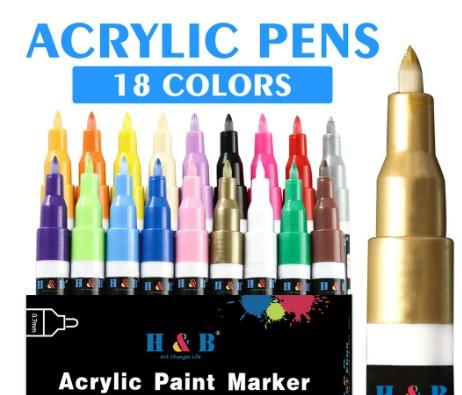 Manualidades Set de 18 Lápices Acrílicos de Colores - Punta Extra Fina - acrilico, arte, lapices, lapices acrílicos, Manualidades, marcadores, marcadores acrílicos, Niños, pintura 