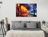 Pinturas con Números Callejón junto al Lago - Pintura Por Número (50x40) - alley by the lake, arboles, callejón junto al lago, caminata, lago, Leonid afremov, Moderno, pareja, paseo, Pintura con Número, pintura por números, rio 