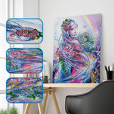 Pinturas con Diamantes Niña arcoiris (40x30) - Pintura Diamante Llenado Parcial - anime, bordado diamante, diamante  cuadrado, diamond painting, llenado parcial, mosaico diamante, niña, pintura diamante, princesa 