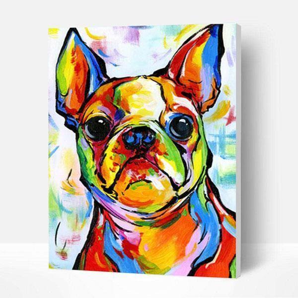 Pinturas con Números Bulldog Francés Color - Pintura Por Número (40x50) - animales, bulldog, bulldog francés, Niños, number painting, Perros, Pintura, Pintura con Número 