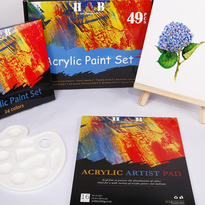 Manualidades Set de Pintura Acrílica 49 piezas (Incluye 24 colores) - Kit de Arte - acrilico, arte, bastidor, Kit de Arte, lienzo, manualidades, Pintura Acrílica, Set de Pintura 