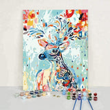 Pinturas con Números Ciervo Floral - Pintura Por Número (40x50) - Animal, Animales, Ciervo, Flores, Niños, number painting, Paint By Numbers, Pintura con Número, Primavera, Romantico 