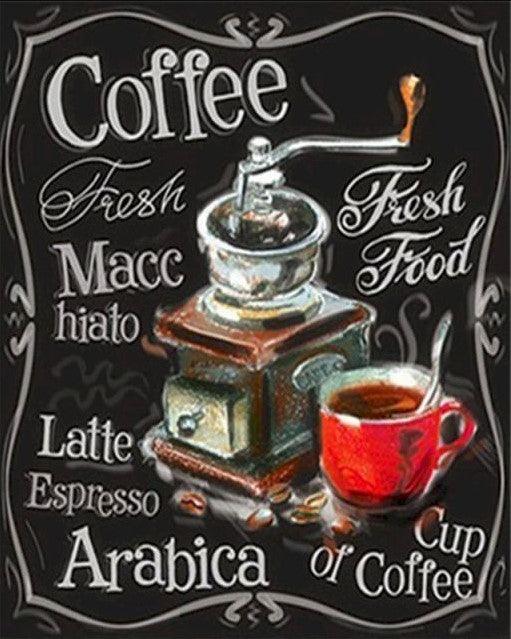 Pinturas con Números Molinillo de Café - Pintura por Numero (50x40) - cafe, cocina, Moderno, molinillo, Paint By Numbers, Pintura con Número, pintura por números 