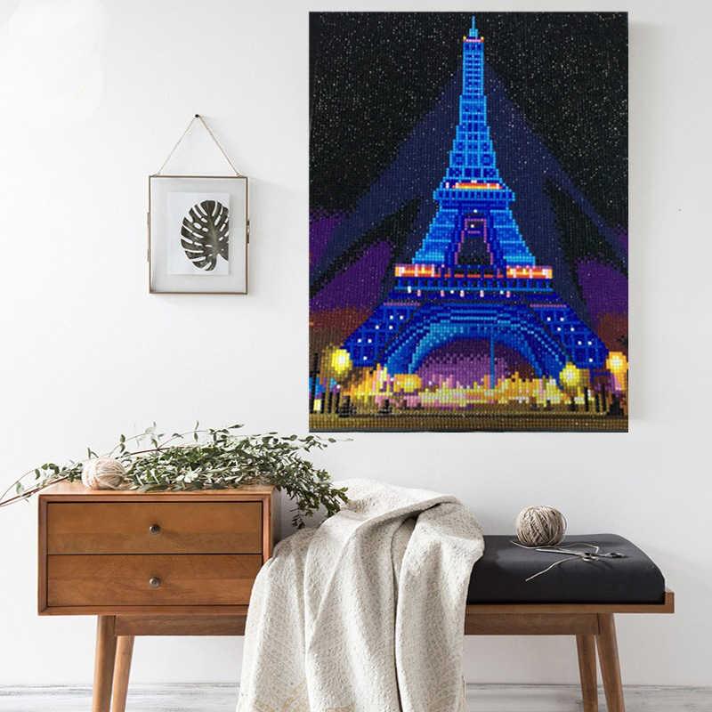 Pinturas con Diamantes Led Diamond Painting - Torre Eiffel (30x40) - arte, bordado diamante, Ciudades, diamond painting, francia, led, paris, pintura diamante, torre eiffel 