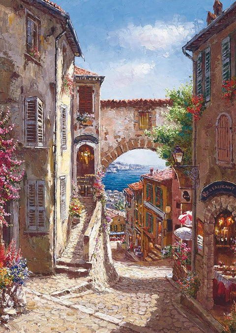 Pinturas con Números Callejón de piedra - Pintura por Numero (50x40) - Ciudades, Paint By Numbers, Pintura con Número, pintura por números 