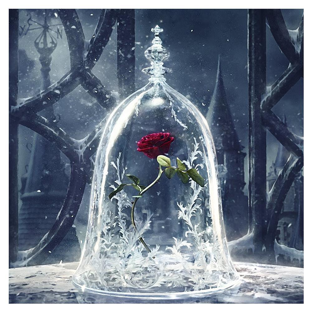 Pinturas con Diamantes La Rosa (30x30) - Pintura Diamante Cuadrado - BELLA Y BESTIA, bordado diamante, diamante  cuadrado, diamond painting, disney, LA ROSA, mosaico diamante, mostacilla cuadrada, pintura diamante, pintura diamantes 