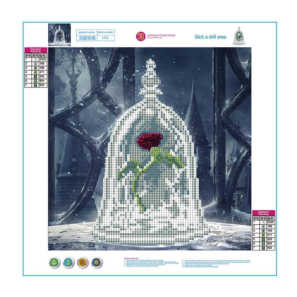 Pinturas con Diamantes La Rosa (30x30) - Pintura Diamante Cuadrado - BELLA Y BESTIA, bordado diamante, diamante  cuadrado, diamond painting, disney, LA ROSA, mosaico diamante, mostacilla cuadrada, pintura diamante, pintura diamantes 