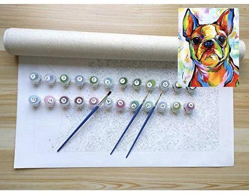 Pinturas con Números Bulldog Francés Color - Pintura Por Número (40x50) - animales, bulldog, bulldog francés, Niños, number painting, Perros, Pintura, Pintura con Número 