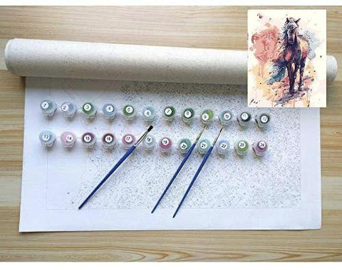 Pinturas con Números Caballo en Colores - Pintura Por Número 40x50 - Animales, Caballo, number painting, Paint By Numbers, Pintura con Número, pintura por números 
