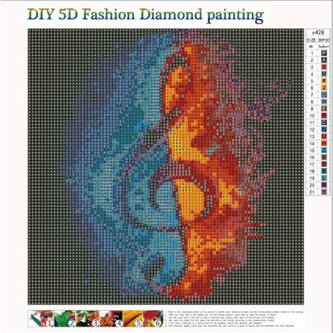 Pinturas con Diamantes Llave de sol (30x30) - Pintura Diamante Cuadrado - bordado diamante, diamante  cuadrado, diamond painting, llave sol, mosaico diamante, mostacilla cuadrada, MUSICA, nota musical, pintura diamante 