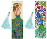 Pinturas con Diamantes Set de Marcadores de Páginas - animales, buho, cuero, diamantes, lectura, libro, marcador, pagina, pavo real 