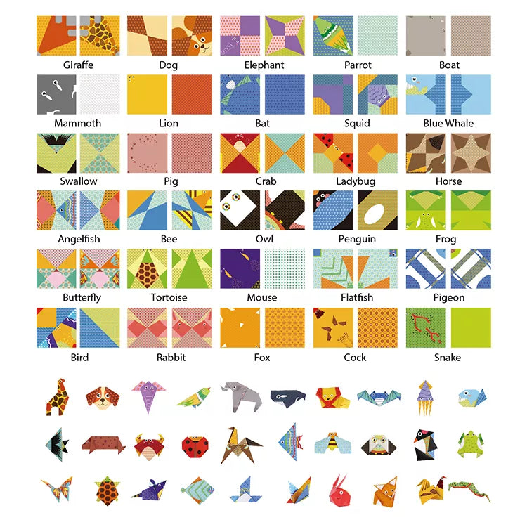 Manualidades Kit de Origami Infantil - Mundo Animal - 30 Piezas - animales, arte, creatividad, infantil, LT029, Manualidades, Niños, origami 