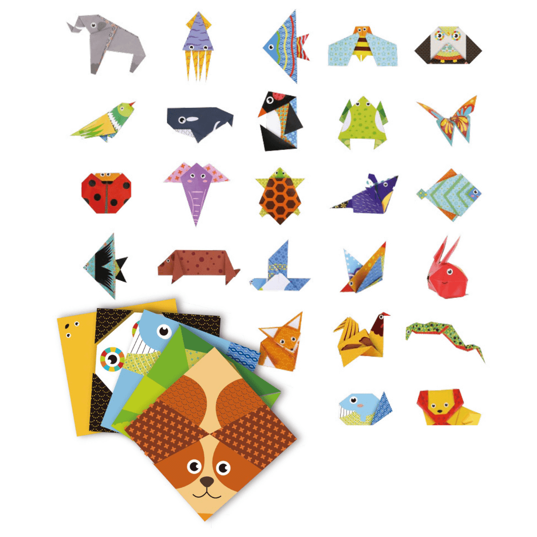 Manualidades Kit de Origami Infantil - Mundo Animal - 30 Piezas - animales, arte, creatividad, infantil, LT029, Manualidades, Niños, origami 