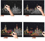 Manualidades Pintura Scratch Parque Diversiones - arte raspar, ciudades, diversiones, parque, rascar, raspar, scratch, scratch art 