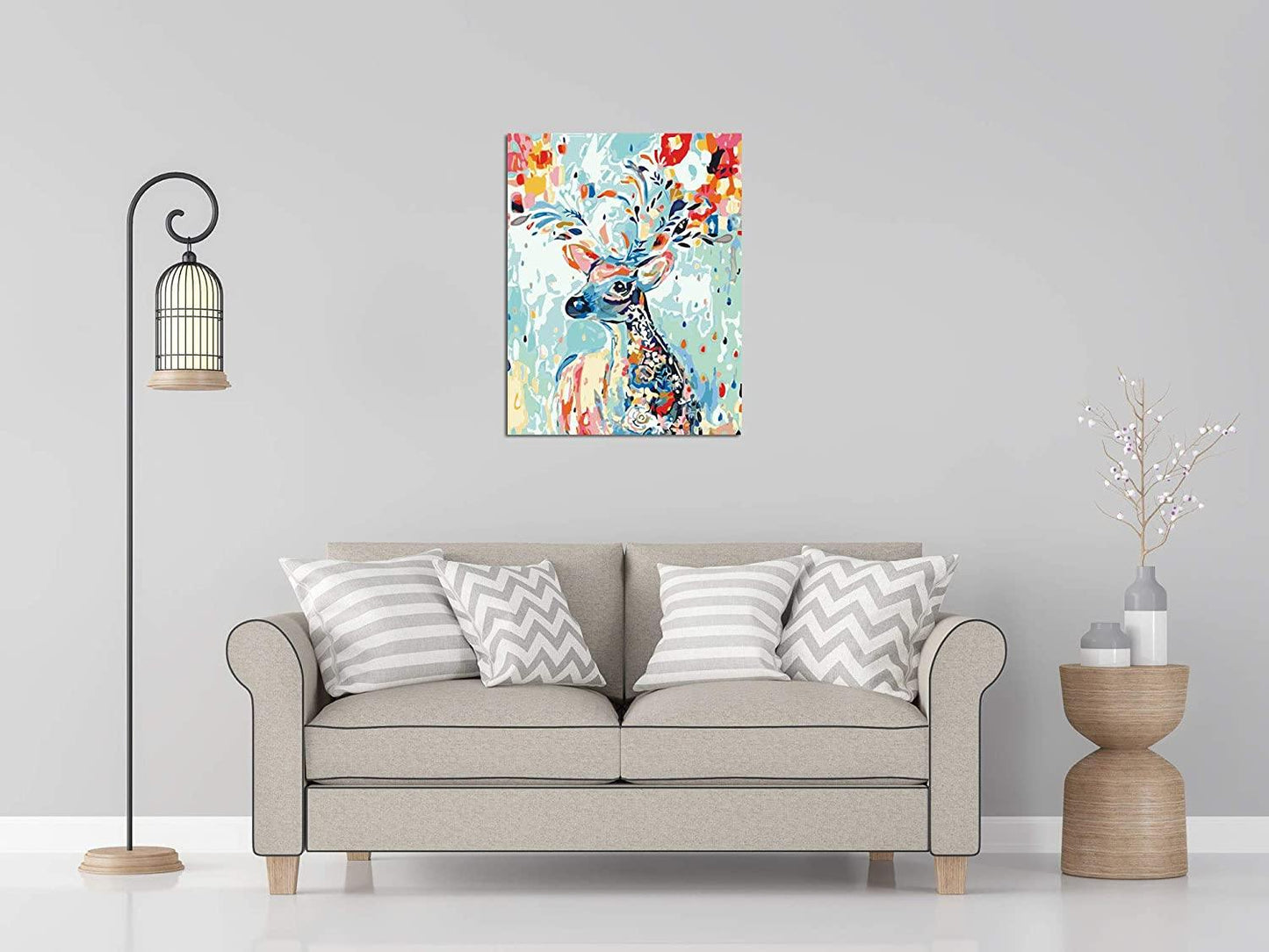 Pinturas con Números Ciervo Floral - Pintura Por Número (40x50) - Animal, Animales, Ciervo, Flores, Niños, number painting, Paint By Numbers, Pintura con Número, Primavera, Romantico 
