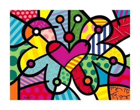 Pinturas con Números Romero Britto Corazón de Mariposa - Pintura por Numero 40 x 50 - colores, corazon, mariposa, Moderno, Paint By Numbers, pintura, Pintura con Número, pintura por números, romero britto 