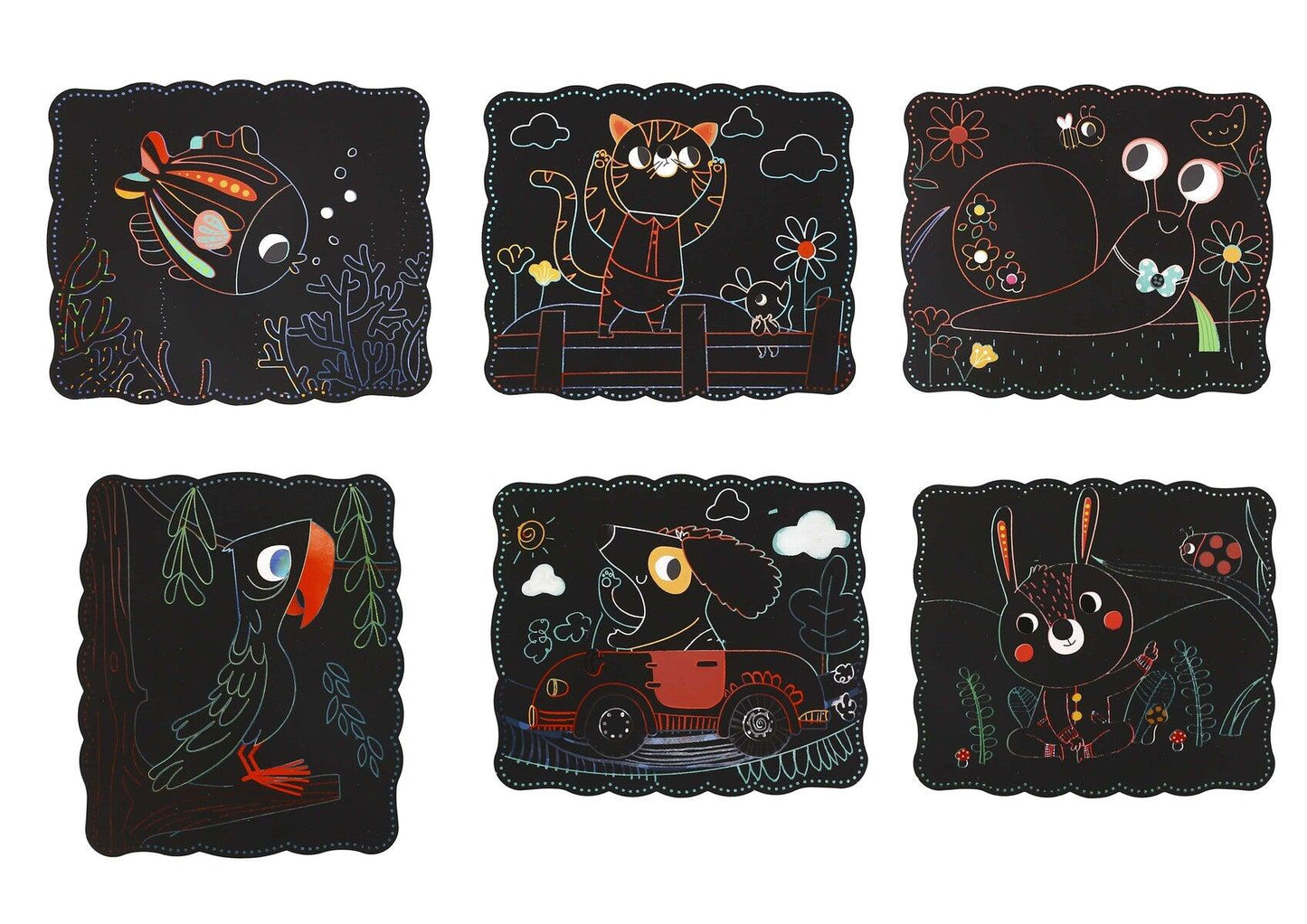 Manualidades Set Scratch Art Mascotas - 7 Piezas - animales, arte, Manualidades, mascotas, Niños, scratch, scratch art 