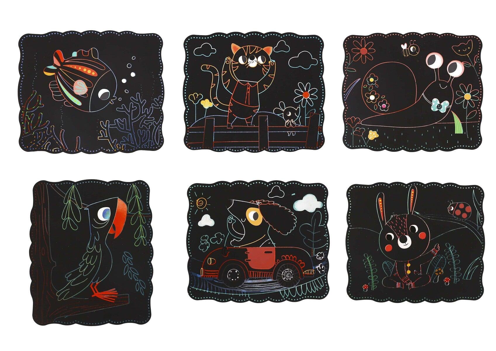 Manualidades Set Scratch Art Mascotas - 7 Piezas - animales, arte, Manualidades, mascotas, Niños, scratch, scratch art 