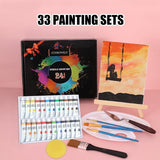 Manualidades Set de Pintura Acrílica 33 piezas (Incluye 24 colores) - Kit de Arte - acrilico, bastidor, caballete, crear, kit, Kit de Arte, lienzo, manualidades, Moderno, Pintura Acrílica, set de Pintura 