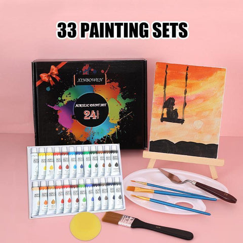 Set de Pintura Acrílica 33 piezas (Incluye 24 colores) - Kit de