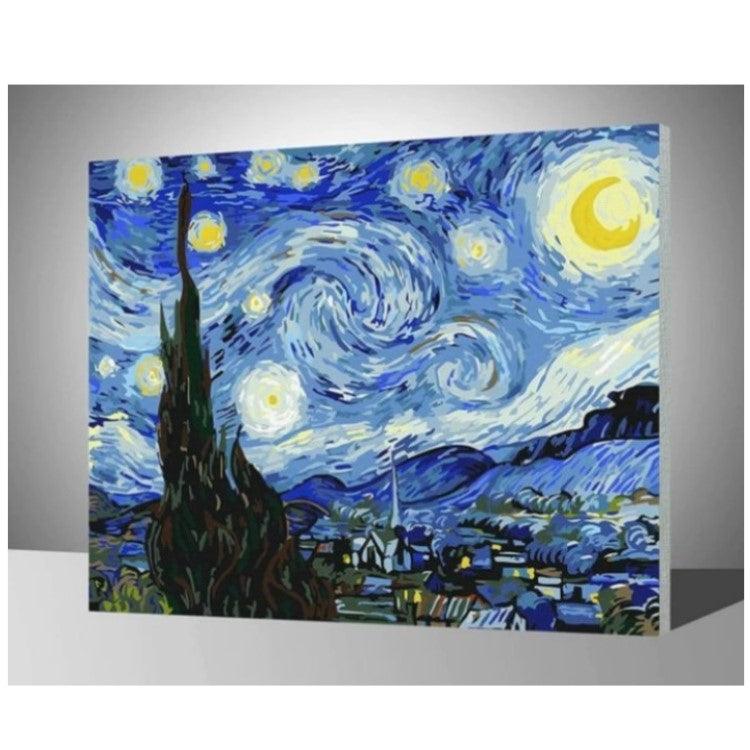 Pinturas con Números Van Gogh & La Noche Estrellada - Pintura por Numero (50x40) - cuadros famosos, impresionismo, Noche Estrellada, Paint By Numbers, Pintura con Número, pintura por números, starry night, van gogh 
